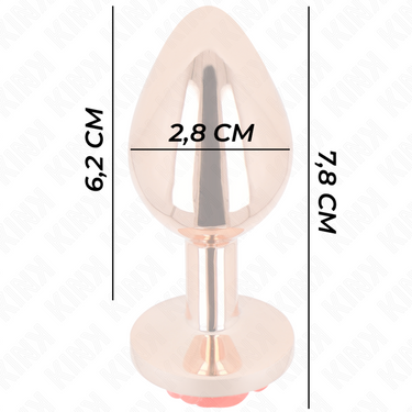 Plug anale in metallo rosa con rosa rossa decorativa, elegante e sicuro